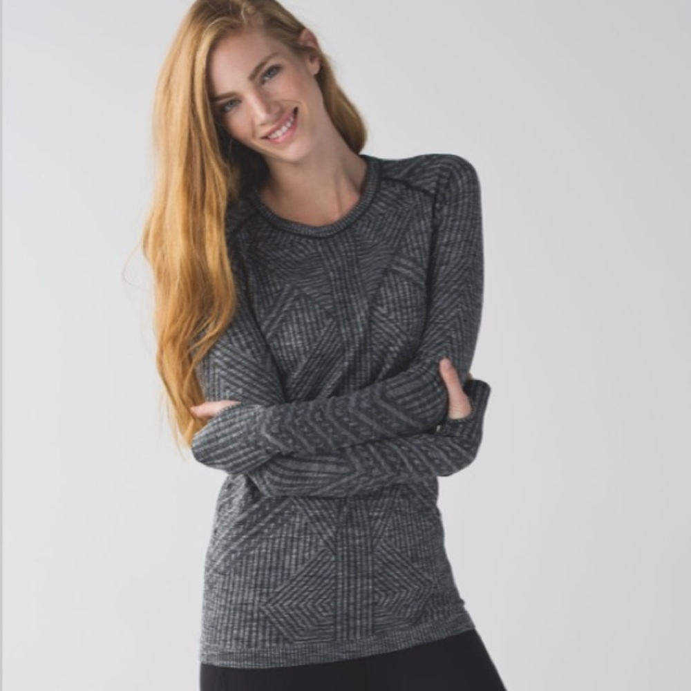 lululemon athletica Long Sleeve Crew in Charcoal Gray Heather
